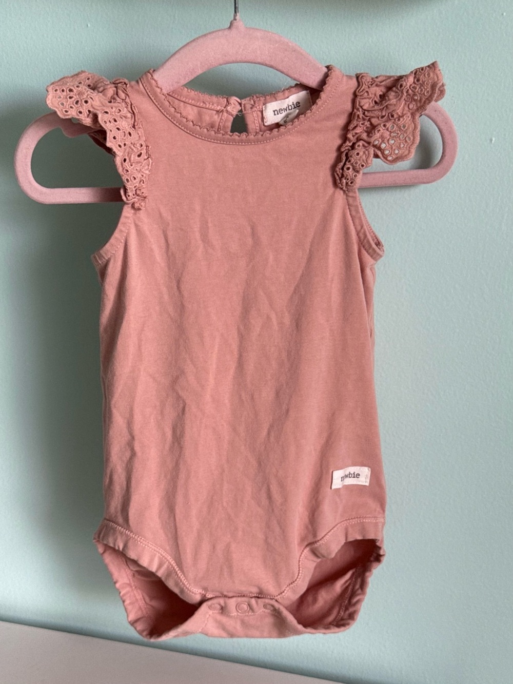 NEWBIE Bodysuit with Ruffles 6-9M & NEWBIE Floral Diaper Cover/Bloomers 4-6M